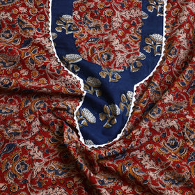 Buy Red Kalamkari Print Patchwork Cotton Kurta Material