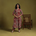 Red - kalamkari printed cotton 2pc kurta set for women 05