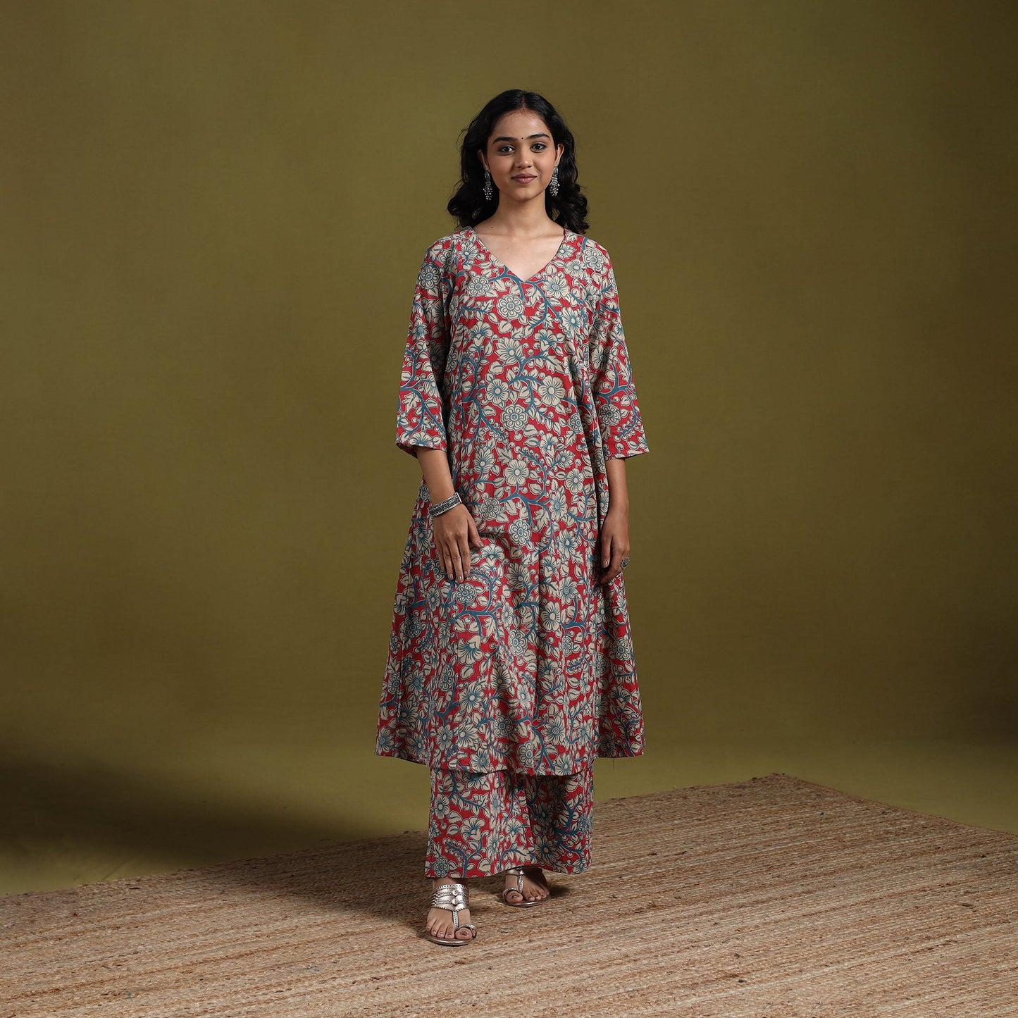 Kalamkari printed cotton 2pc kurta set for women 06