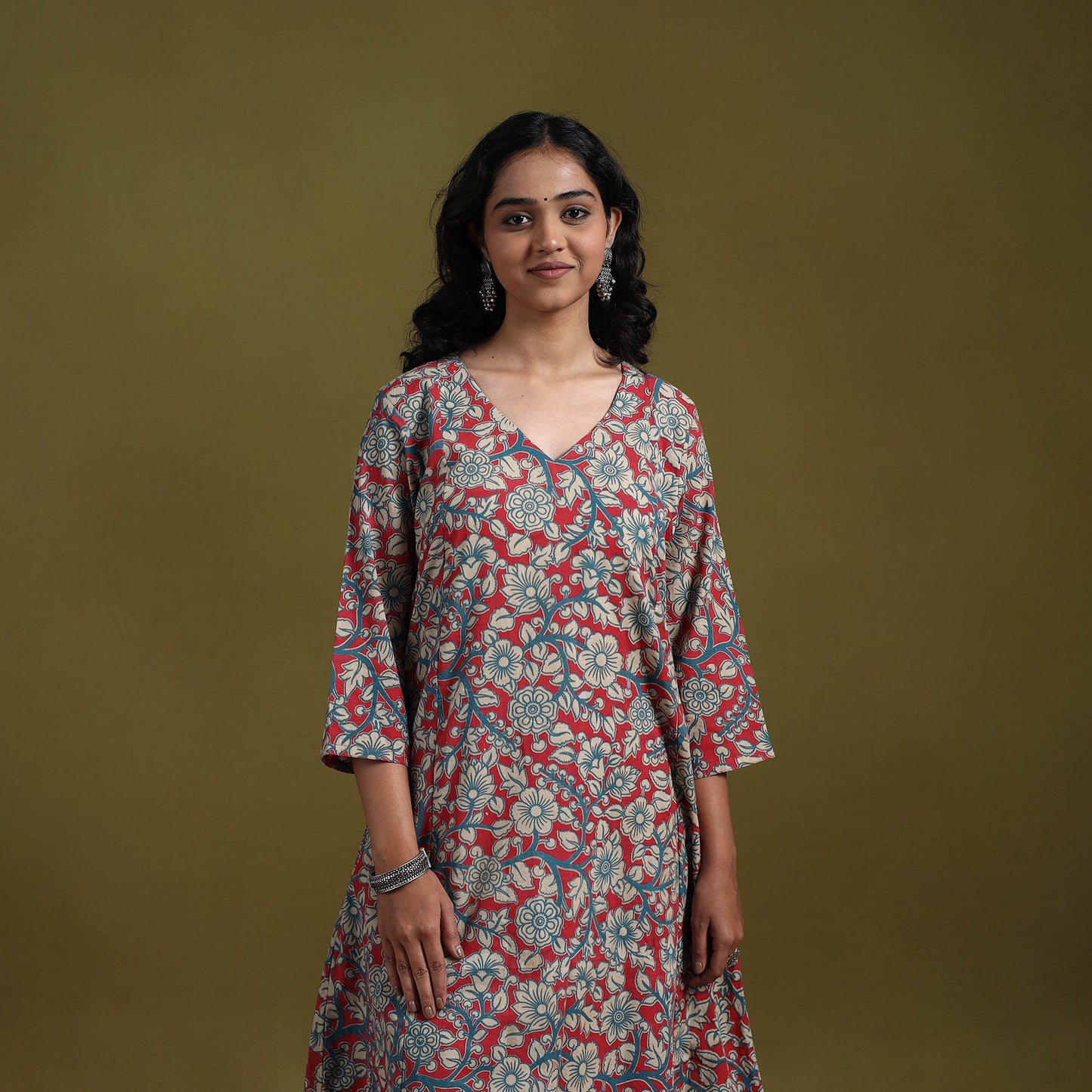 Kalamkari printed cotton 2pc kurta set for women 06