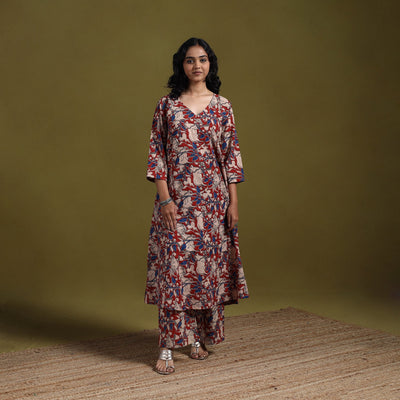 Kalamkari printed cotton 2pc kurta set for women 08