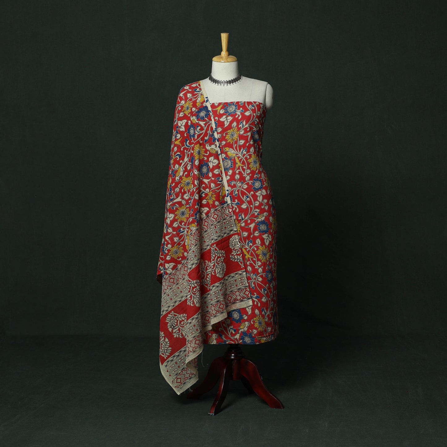 Kalamkari printed cotton 2pc unstitched dress material 02