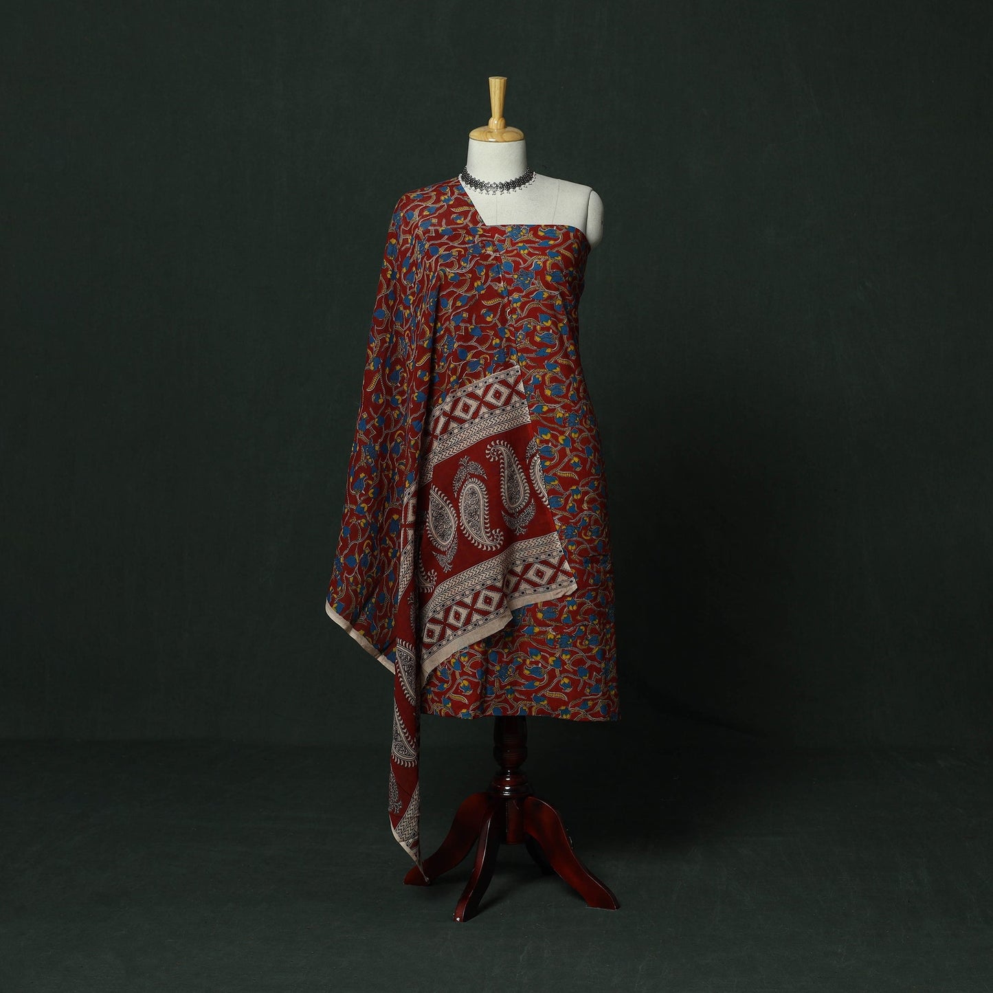 Kalamkari printed cotton 2pc unstitched dress material 23