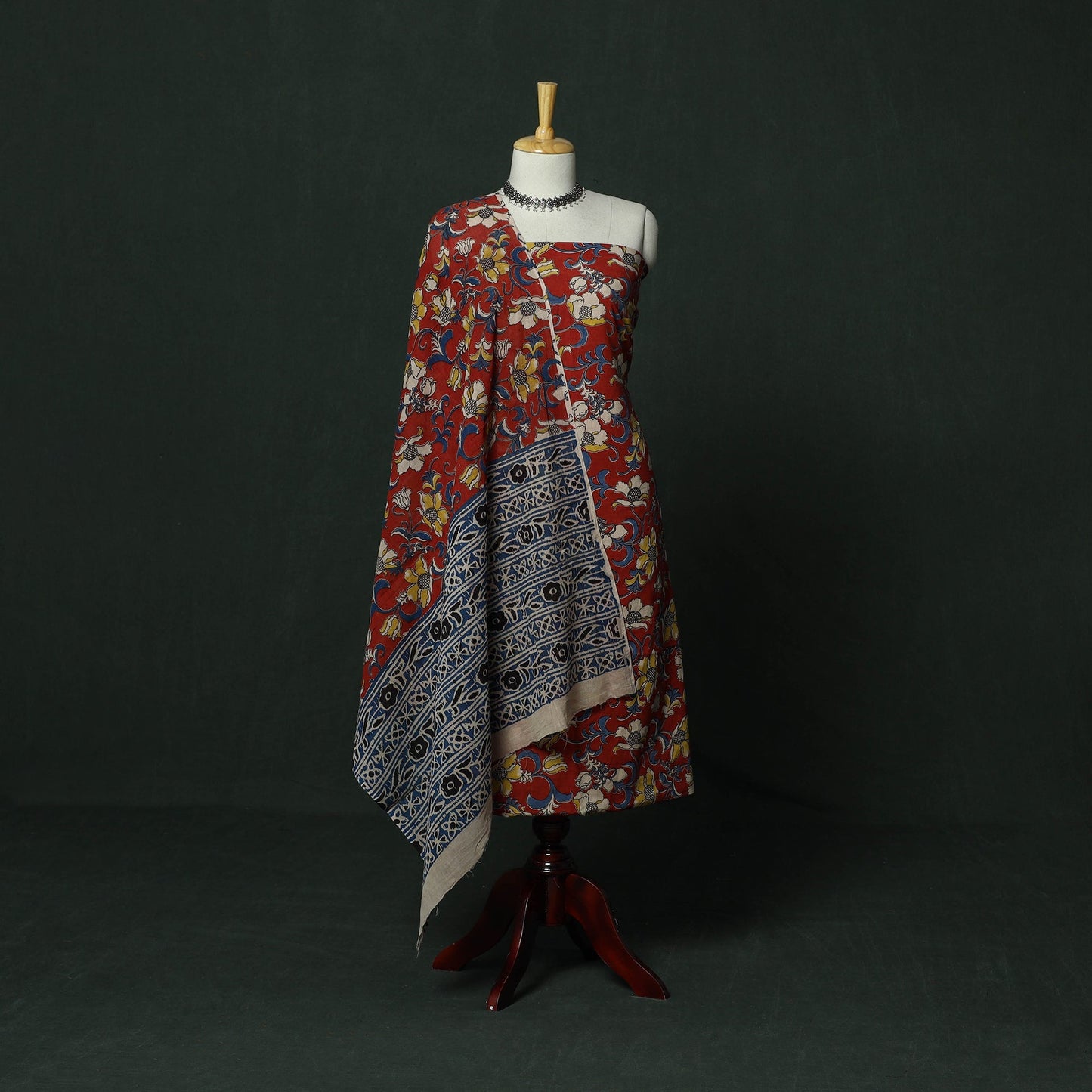 Kalamkari printed cotton 2pc unstitched dress material 24