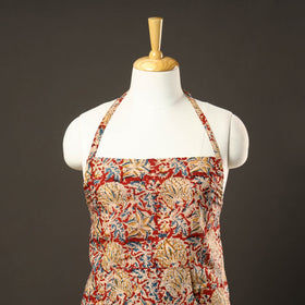 Red Kalamkari Print Cotton Apron with Pocket
