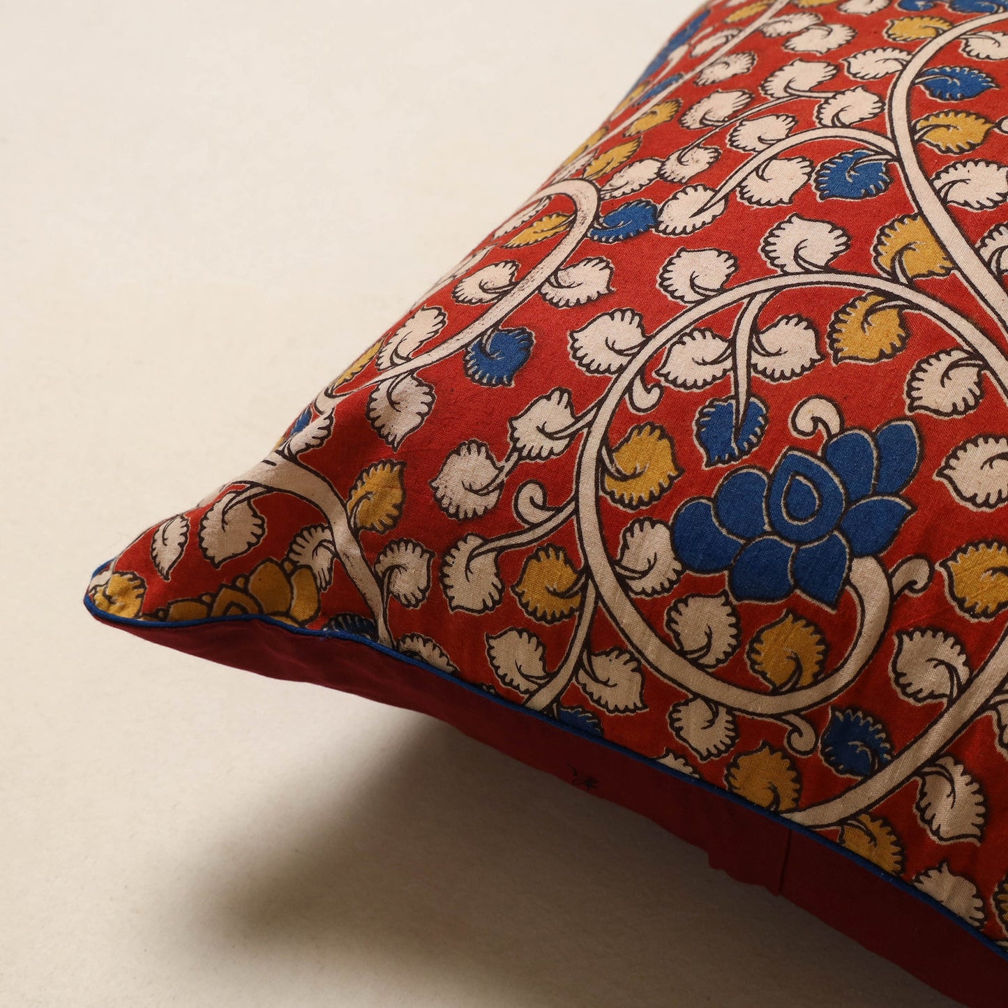 Red - kalamkari printed cotton cushion cover 08