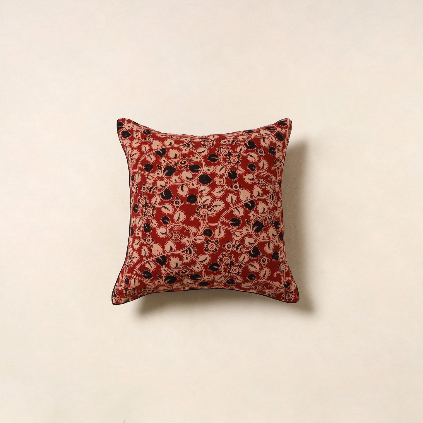 Red - kalamkari printed cotton cushion cover 121