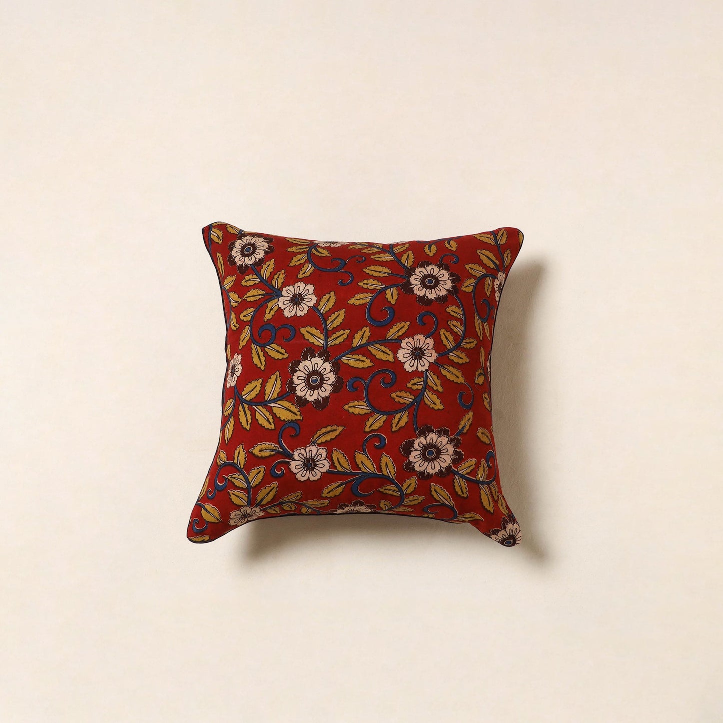 Red - kalamkari printed cotton cushion cover 125