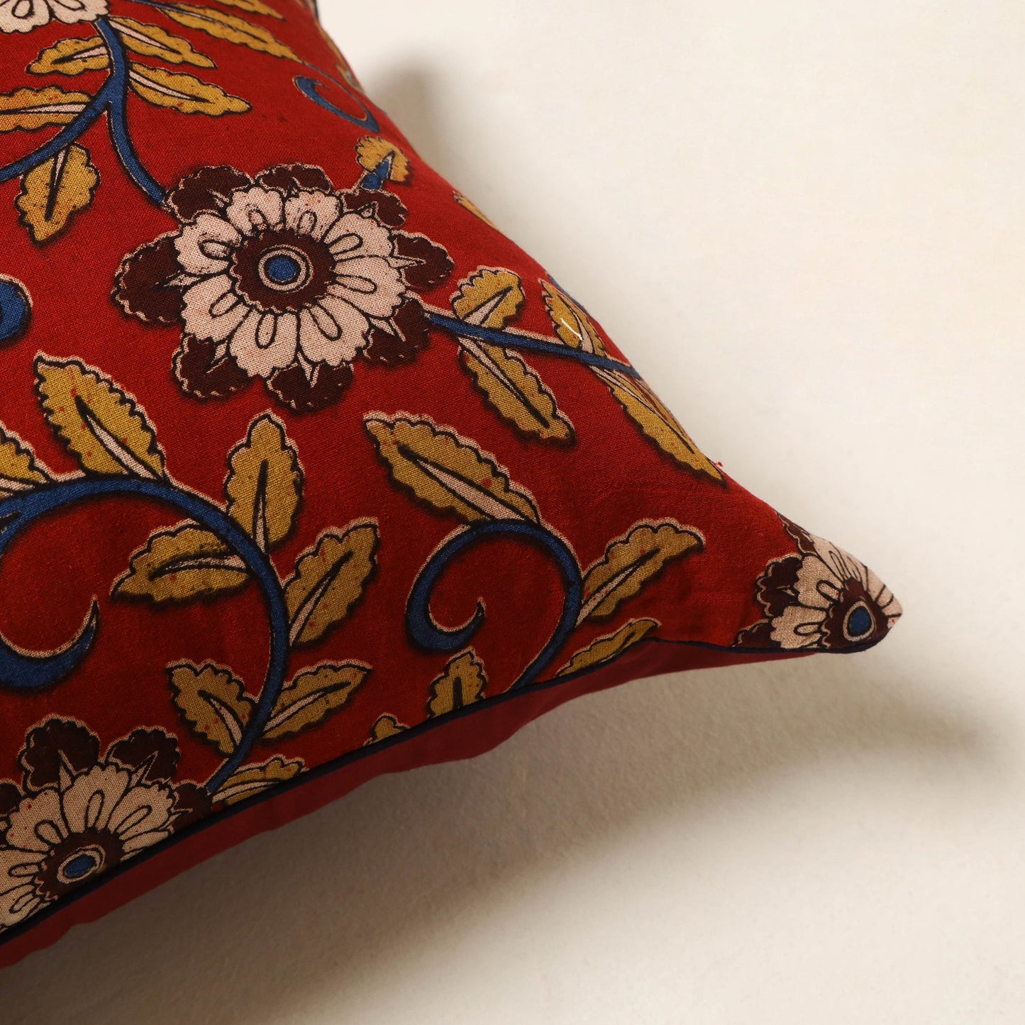 Red - kalamkari printed cotton cushion cover 125