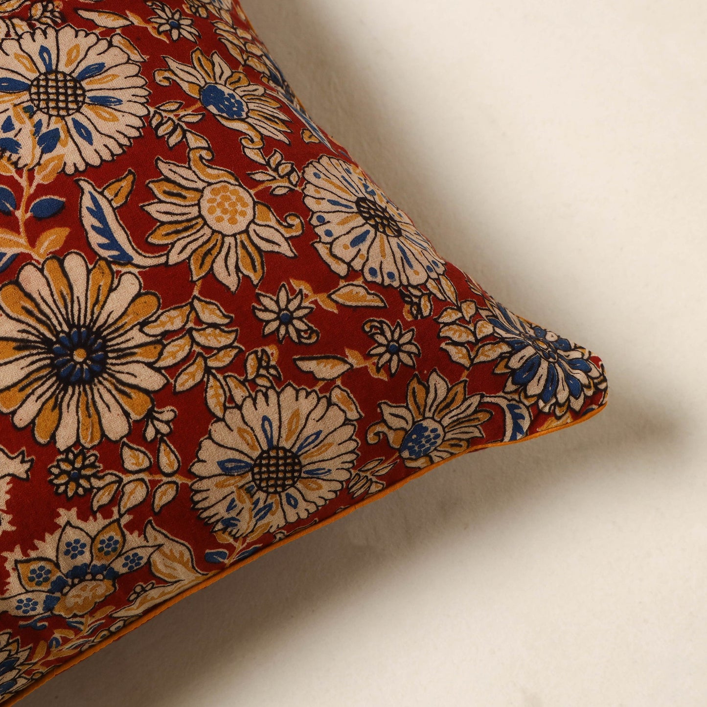 Red - kalamkari printed cotton cushion cover 130