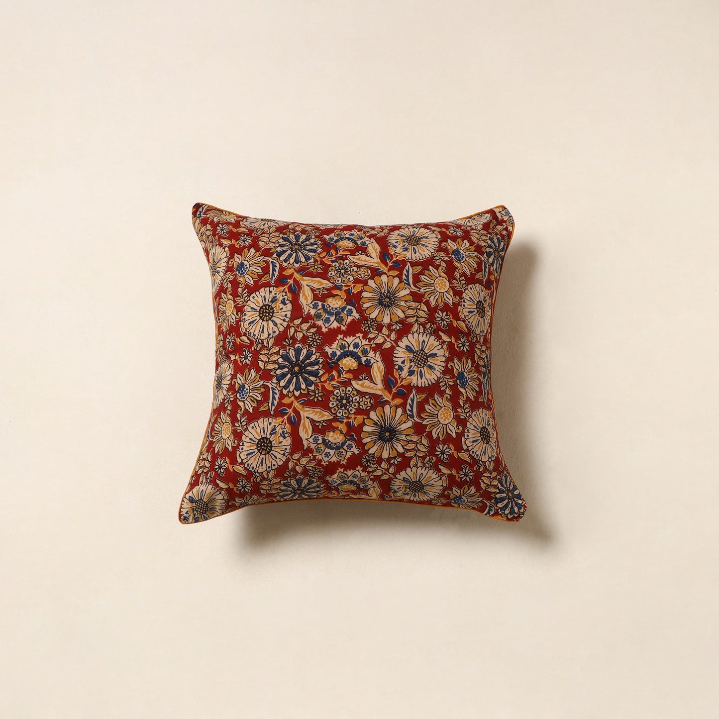 Red - kalamkari printed cotton cushion cover 130