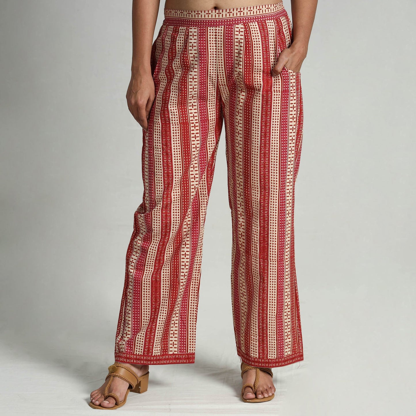 Buy Kalamkari Printed Cotton Elasticated Palazzo Online at iTokri.com