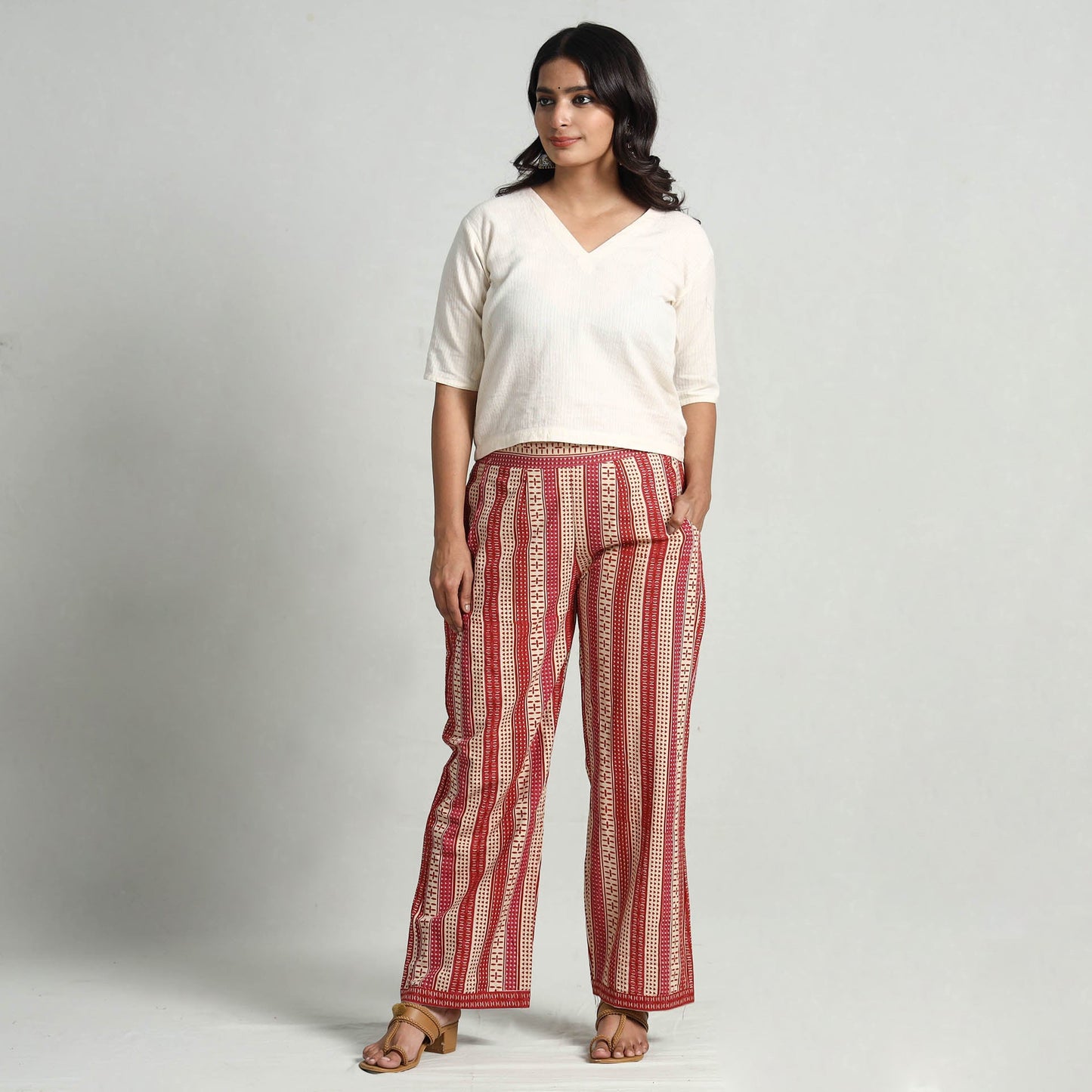 Buy Kalamkari Printed Cotton Elasticated Palazzo Online at iTokri.com