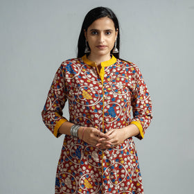  Kalamkari Printed Cotton Flared Kurta For Women