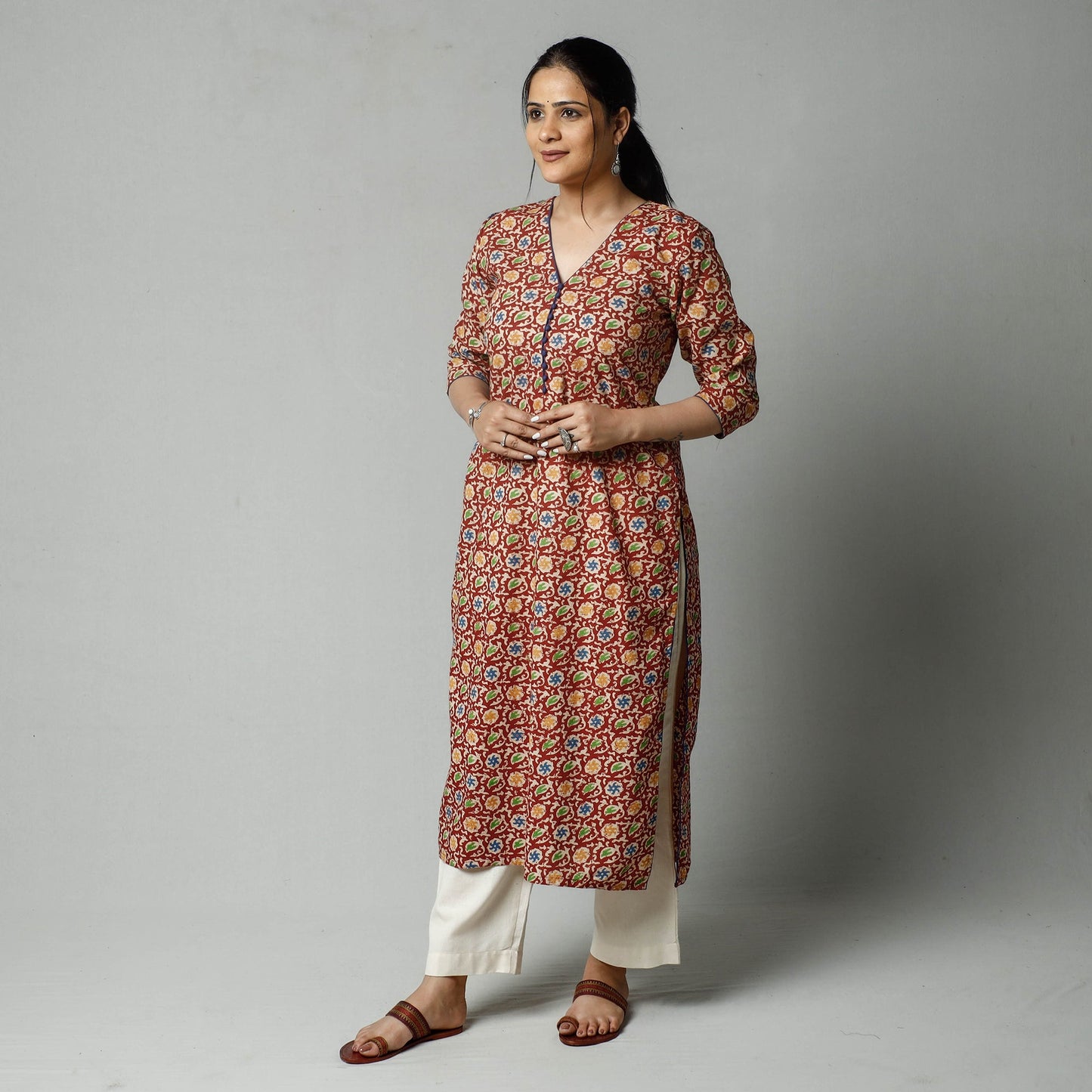Buy Kalamkari Printed Cotton Kurta For Women
