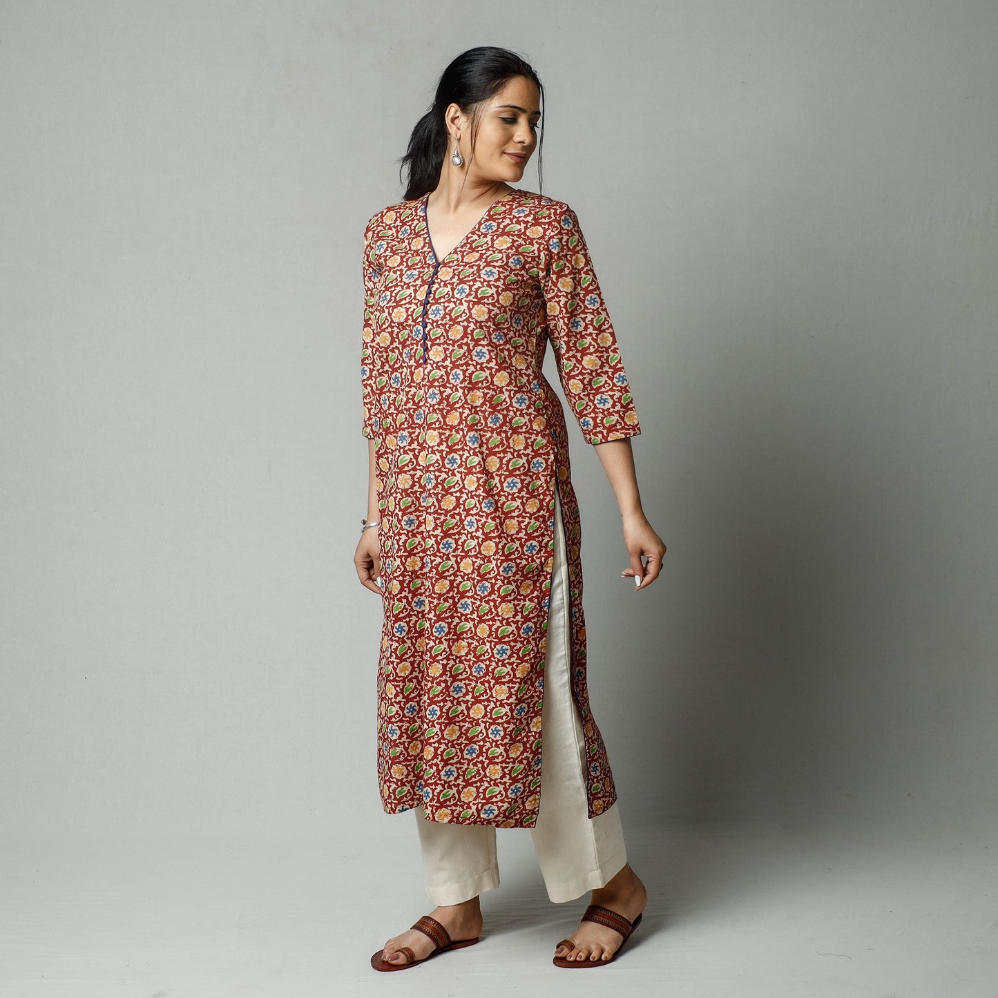 Buy Kalamkari Printed Cotton Kurta For Women
