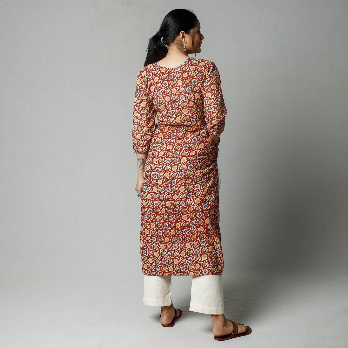 Buy Kalamkari Printed Cotton Kurta For Women