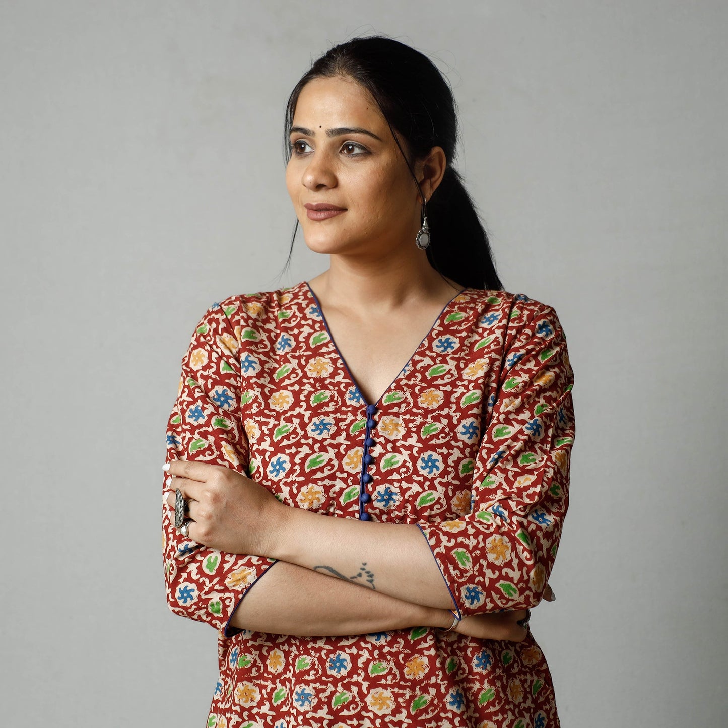 Buy Kalamkari Printed Cotton Kurta For Women