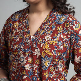 Buy Kalamkari Printed Cotton A-Line Long Kurta For Women