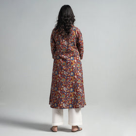 Buy Kalamkari Printed Cotton A-Line Long Kurta For Women