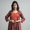 Buy  Kalamkari Printed Cotton A-Line Long Kurta with Patchwork Online at iTokri.com