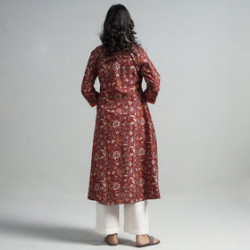 Buy  Kalamkari Printed Cotton A-Line Long Kurta with Patchwork Online at iTokri.com