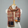 Red Kalamkari Block Printed Cotton Patchwork Stole