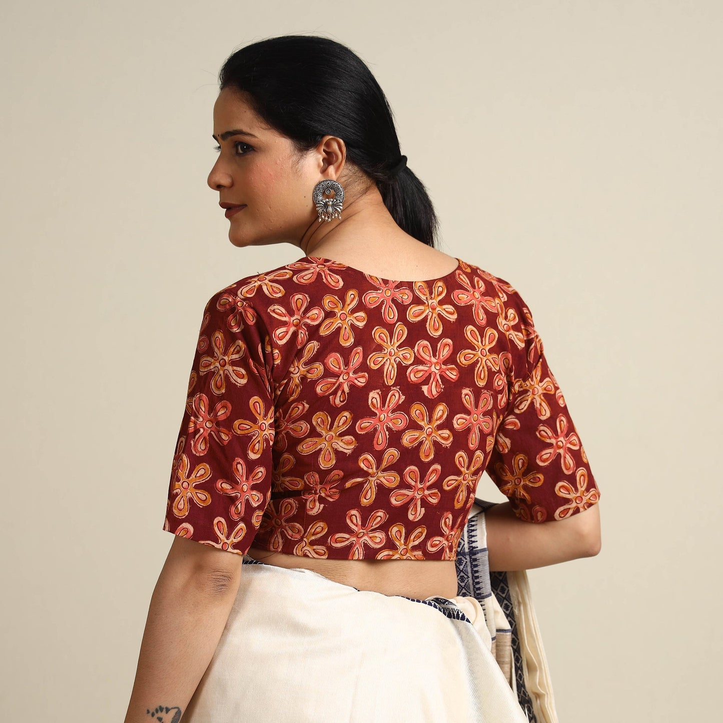 Buy Kalamkari Block Printed Cotton Stitched Blouse Online at iTokri.com