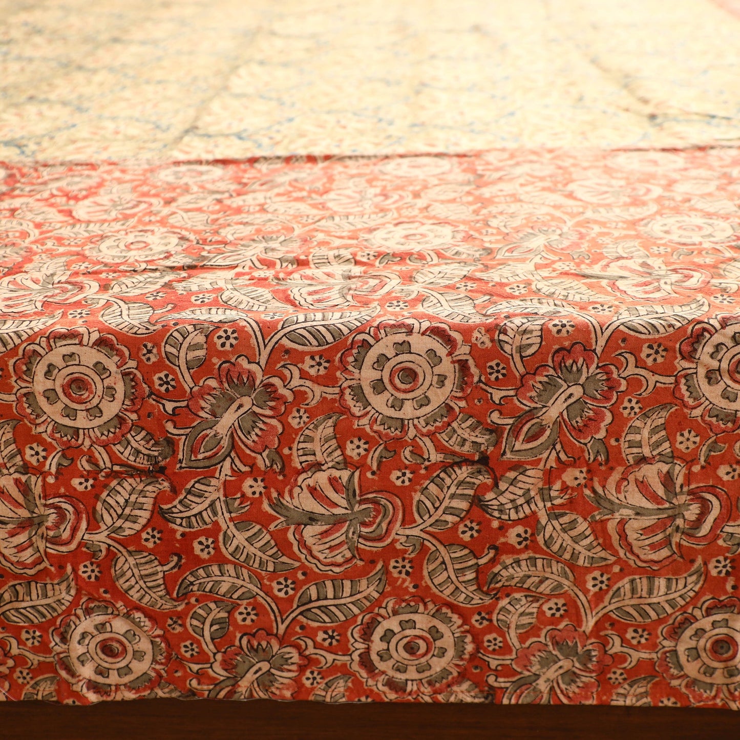 Buy Kalamkari Block Printed Patchwork Cotton Double Bed Cover With Pillow Covers Online at iTokri.com