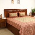 Buy Kalamkari Block Printed Patchwork Cotton Double Bed Cover With Pillow Covers Online at iTokri.com