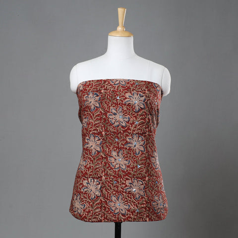Buy Kalamkari Block Printed Sequin Work Cotton Kurta Material Online at itokri.com