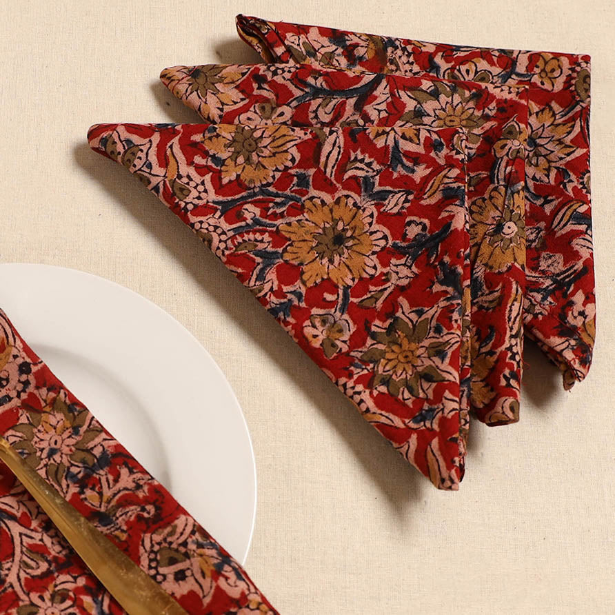 Kalamkari table napkin (set of 4) 36 - handcrafted