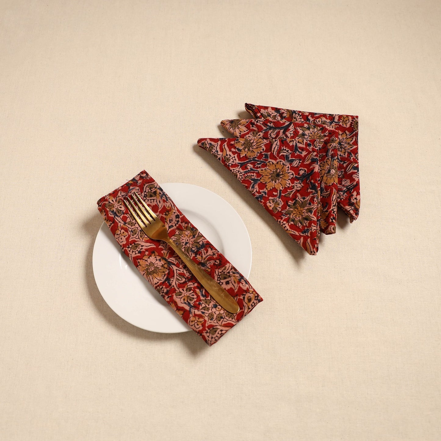 Kalamkari table napkin (set of 4) 36 - handcrafted