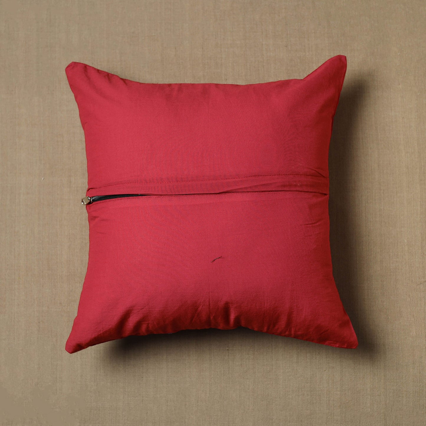Red Kanchipuram Patchwork Cotton Cushion Cover 16
