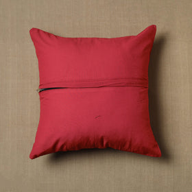 Red Kanchipuram Patchwork Cotton Cushion Cover 16