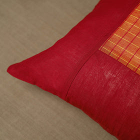 Red Kanchipuram Patchwork Cotton Cushion Cover 16