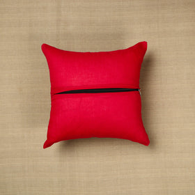 Red - kanchipuram patchwork cushion cover 24 - handcrafted
