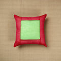Red - kanchipuram patchwork cushion cover 24 - handcrafted