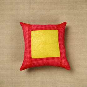 Red - kanchipuram patchwork cushion cover 29 - handcrafted