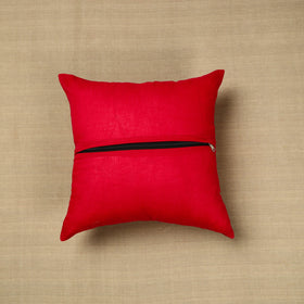 Red - kanchipuram patchwork cushion cover 29 - handcrafted