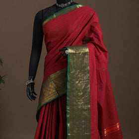 Red - kandangi buti chettinad cotton saree with border 18