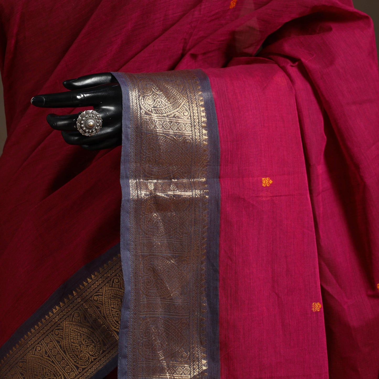Red - kandangi buti chettinad cotton saree with border 57