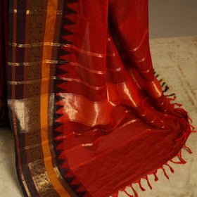 Red Kandangi Chettinad Cotton Saree with Border