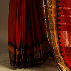 Red Kandangi Chettinad Cotton Saree with Border