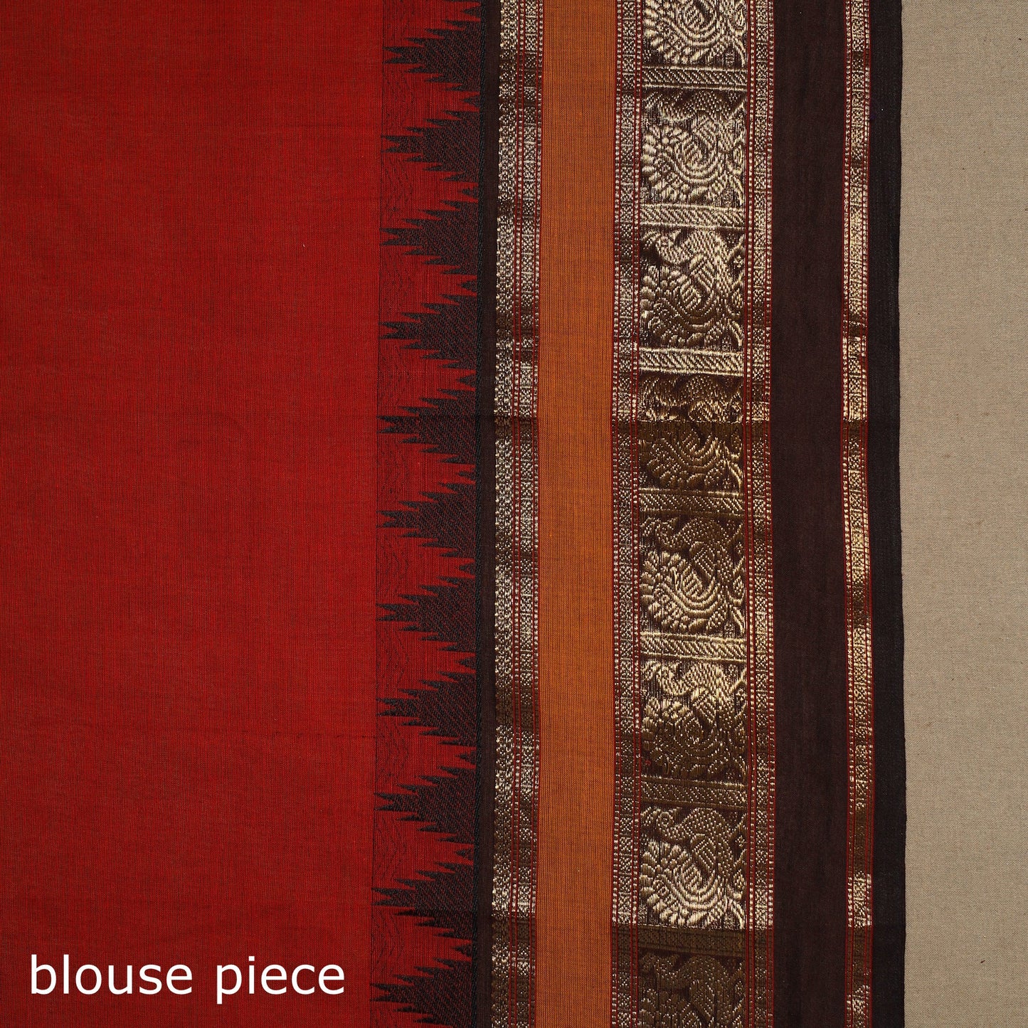 Red Kandangi Chettinad Cotton Saree with Border