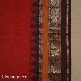 Red Kandangi Chettinad Cotton Saree with Border