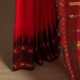 Red Kandangi Chettinad Cotton Saree with Border