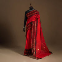 Red Kandangi Chettinad Cotton Saree with Border