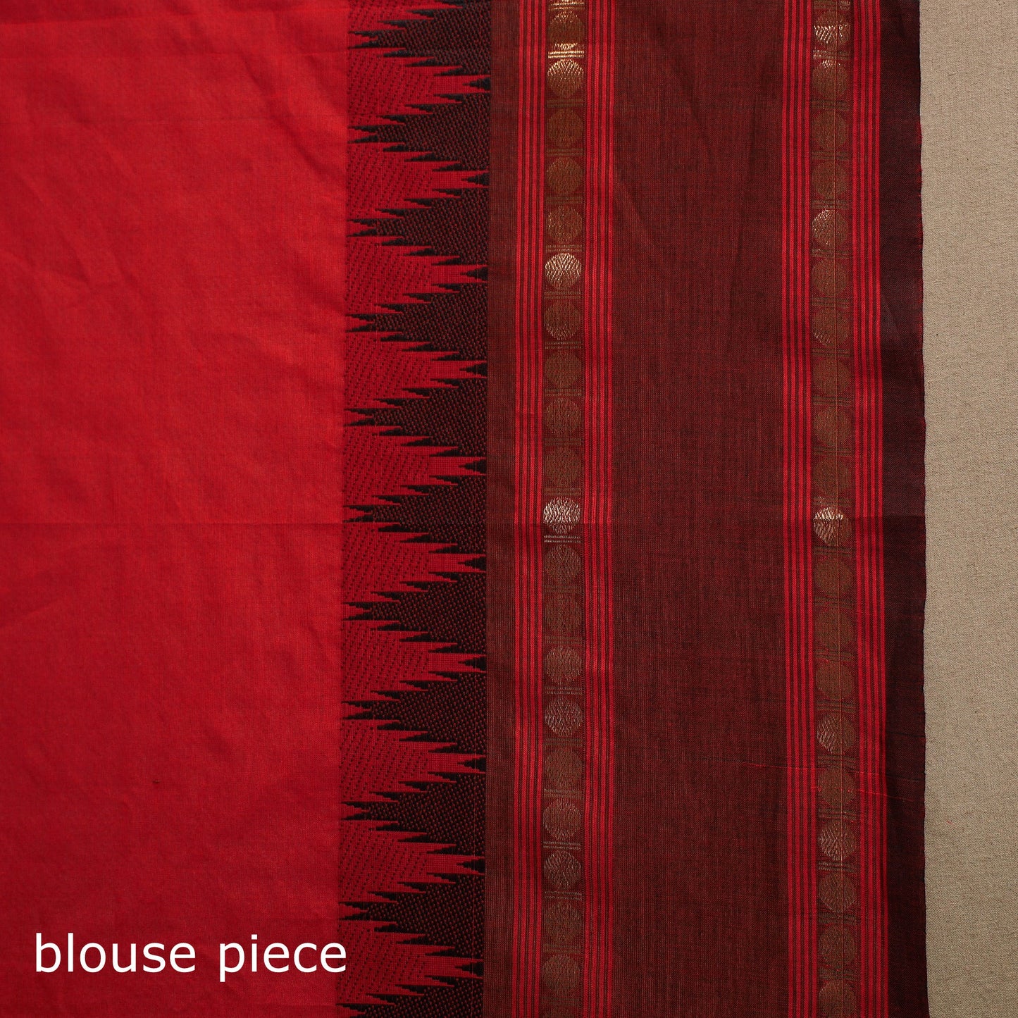 Red Kandangi Chettinad Cotton Saree with Border