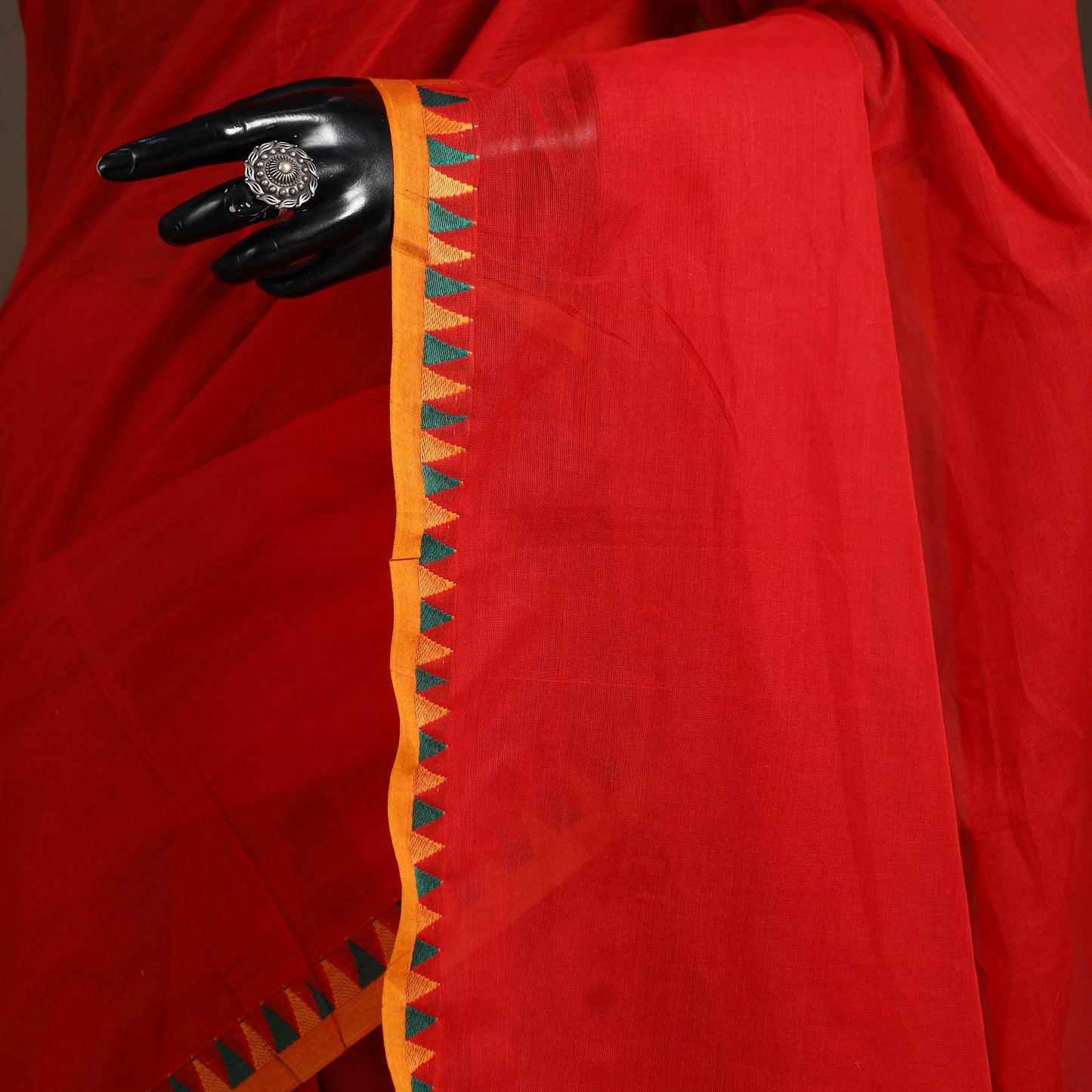 Red - kandangi chettinad cotton saree with border 87